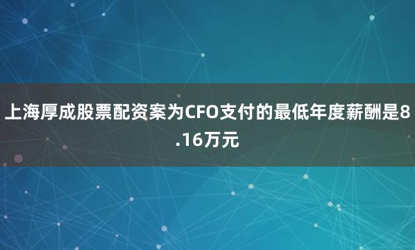 上海厚成股票配资案为CFO支付的最低年度薪酬是8.16万元